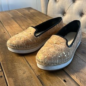 Sondra Roberts Cork and Gold Flats